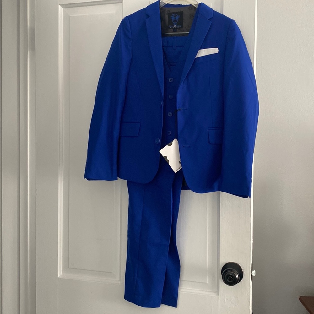 Boys royal blue slim fit suit
